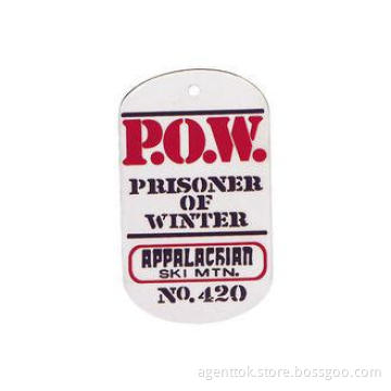 Zinc Alloy, Iron, Brass P.O.W. Personalised Dog Tags, Laser